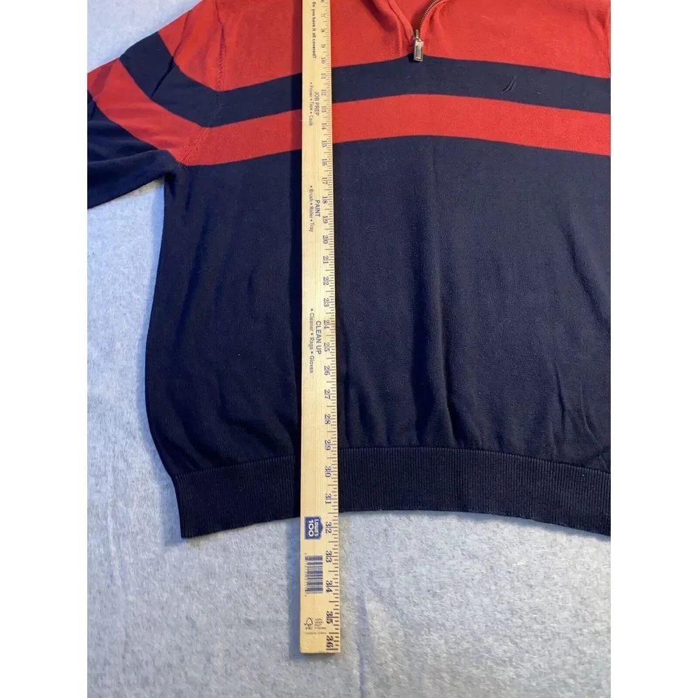 Men's Nautica 1/4 zip pullover size XXL‎ Red Black knit 100% cotton collared